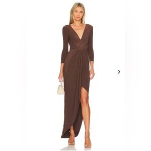 NWT Lovers and Friends Sundance Maxi Dress Brown Long Sleeve Size XS Sold out